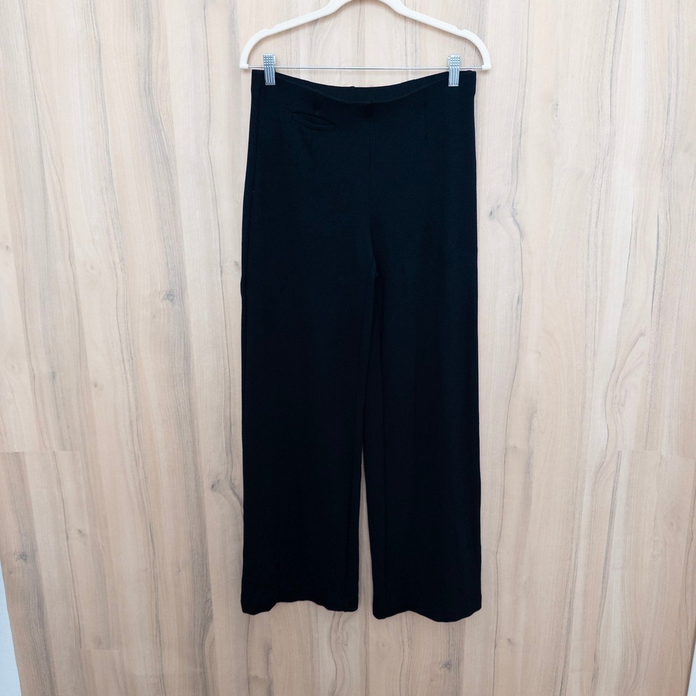J. Jill Women Ponte Wide Leg Pants S Black Knit Career Minimalist Stretch Office